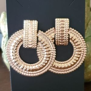Gold Textured Metal Earrings